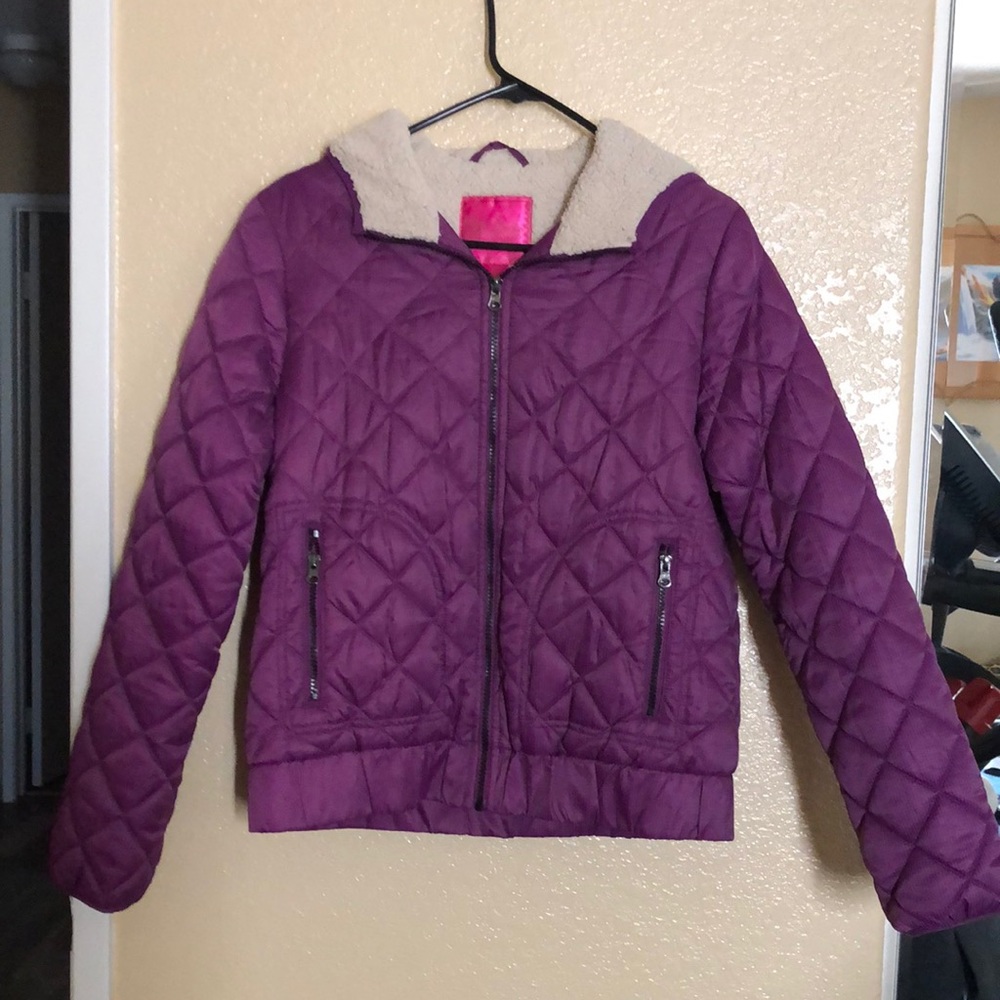 Pink envelope womens Jr hoodie puffer jacket